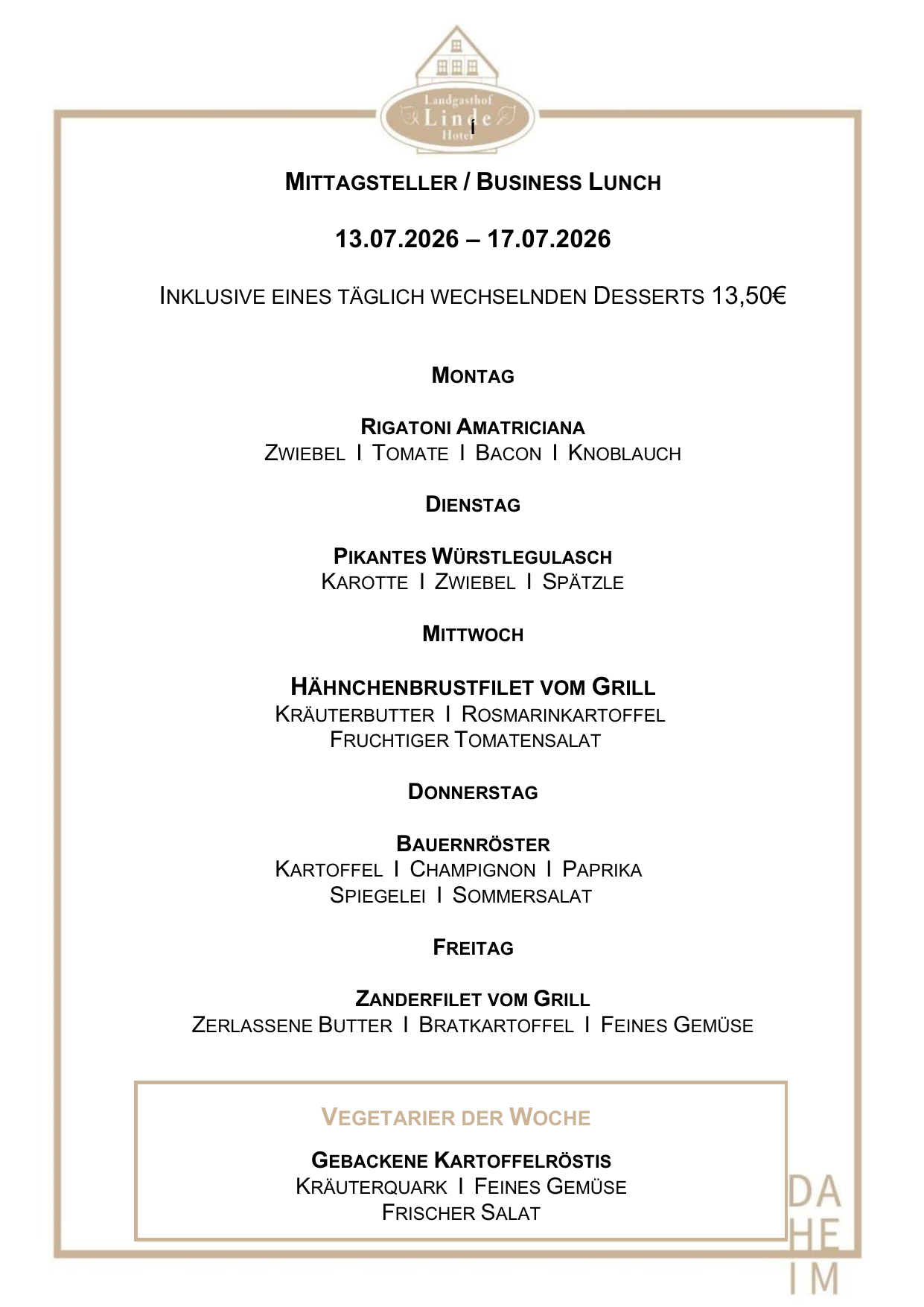 Mittagstisch / Business Lunch