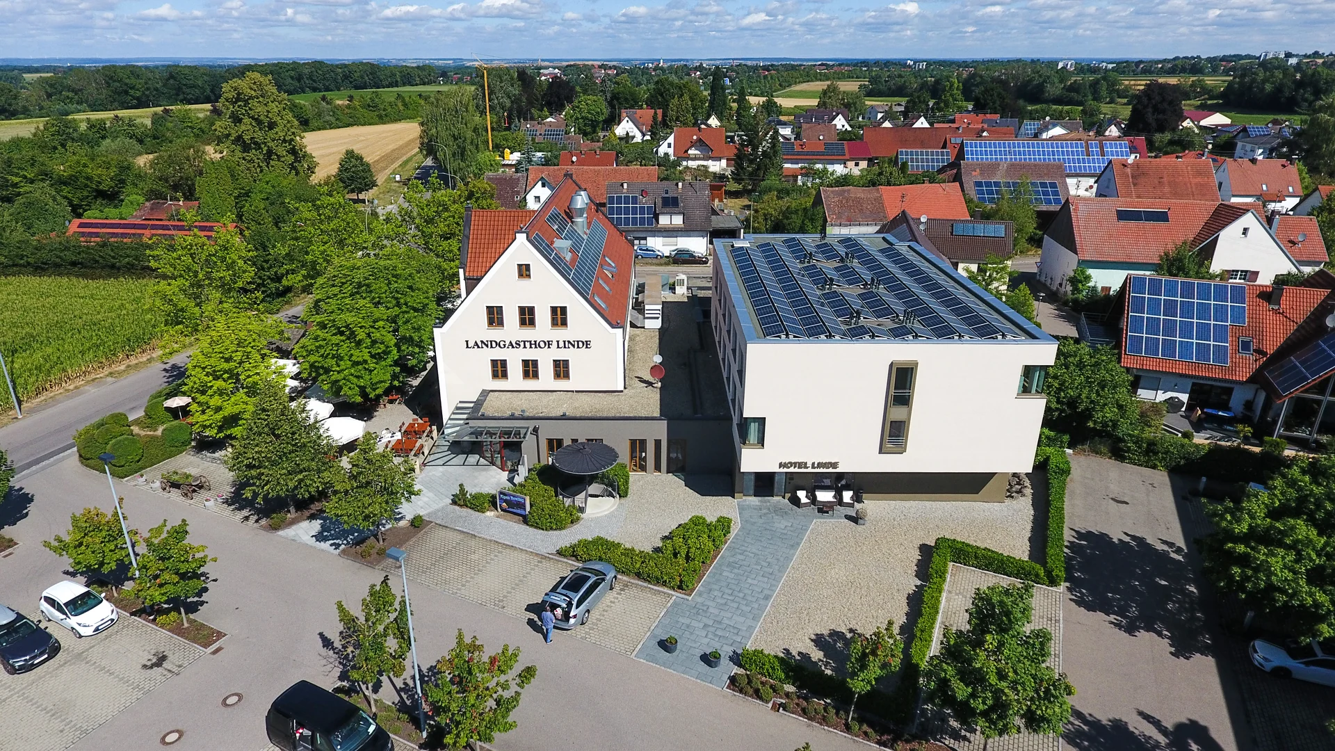 Luftaufnahme des Landgasthof Hotel Linde